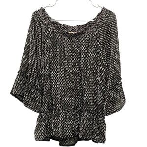 Democracy Off The Shoulder Peplum Sheer Blouse Top